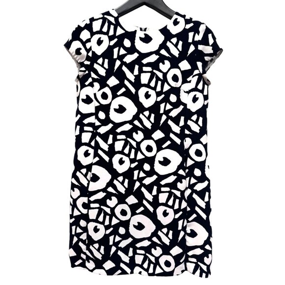 Ann Taylor Loft Petites Dress Black and White Geometric Pattern Women's 10P - Picture 1 of 6
